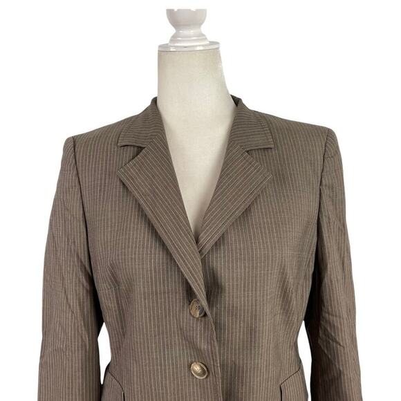 Akris Punto Womens Single-Breasted Micro Striped Wool Blazer Size 8 - Picture 2 of 16